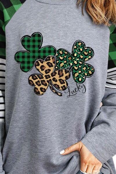 Lucky Clover Raglan Sleeve Sweatshirt - Immenzive