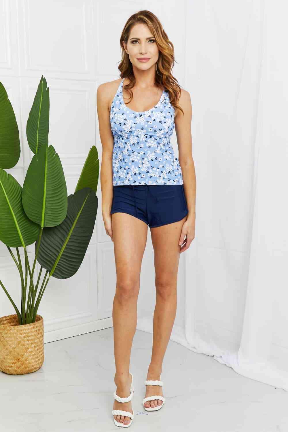 Marina West Swim By The Shore Full Size Two-Piece Swimsuit in Blossom Navy - Immenzive