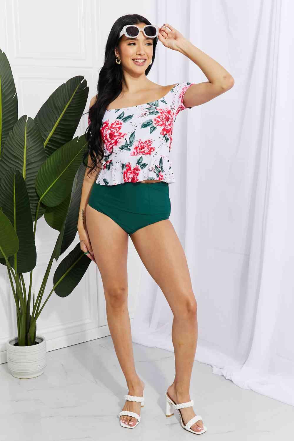 Marina West Swim Coastal Cutie Off-Shoulder Swim Tankini Set - Immenzive