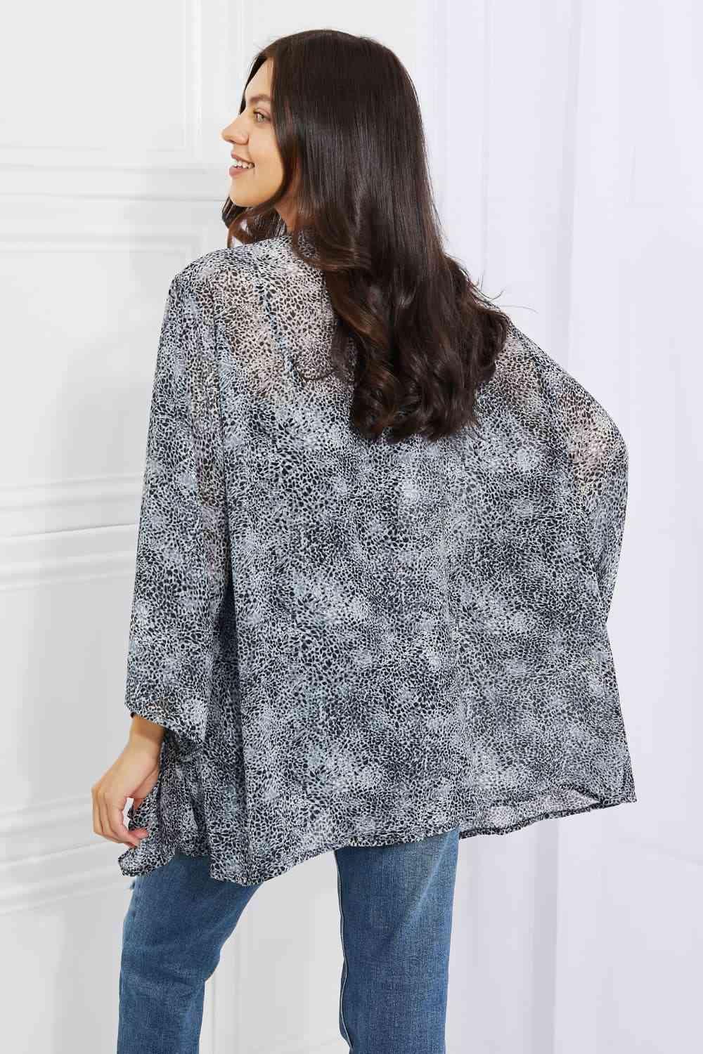 Melody Full Size Snake Print Chiffon Kimono - Immenzive