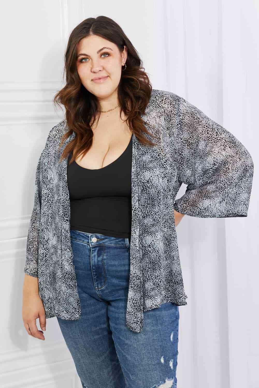 Melody Full Size Snake Print Chiffon Kimono - Immenzive