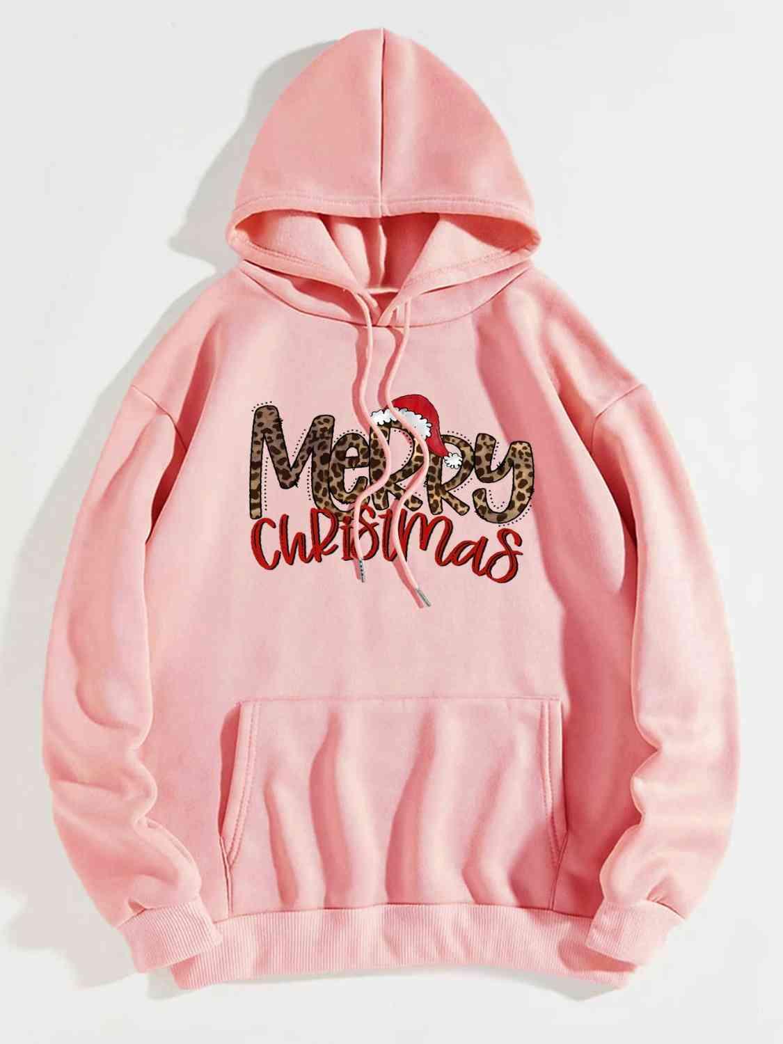 MERRY CHRISTMAS Graphic Drawstring Hoodie - Immenzive