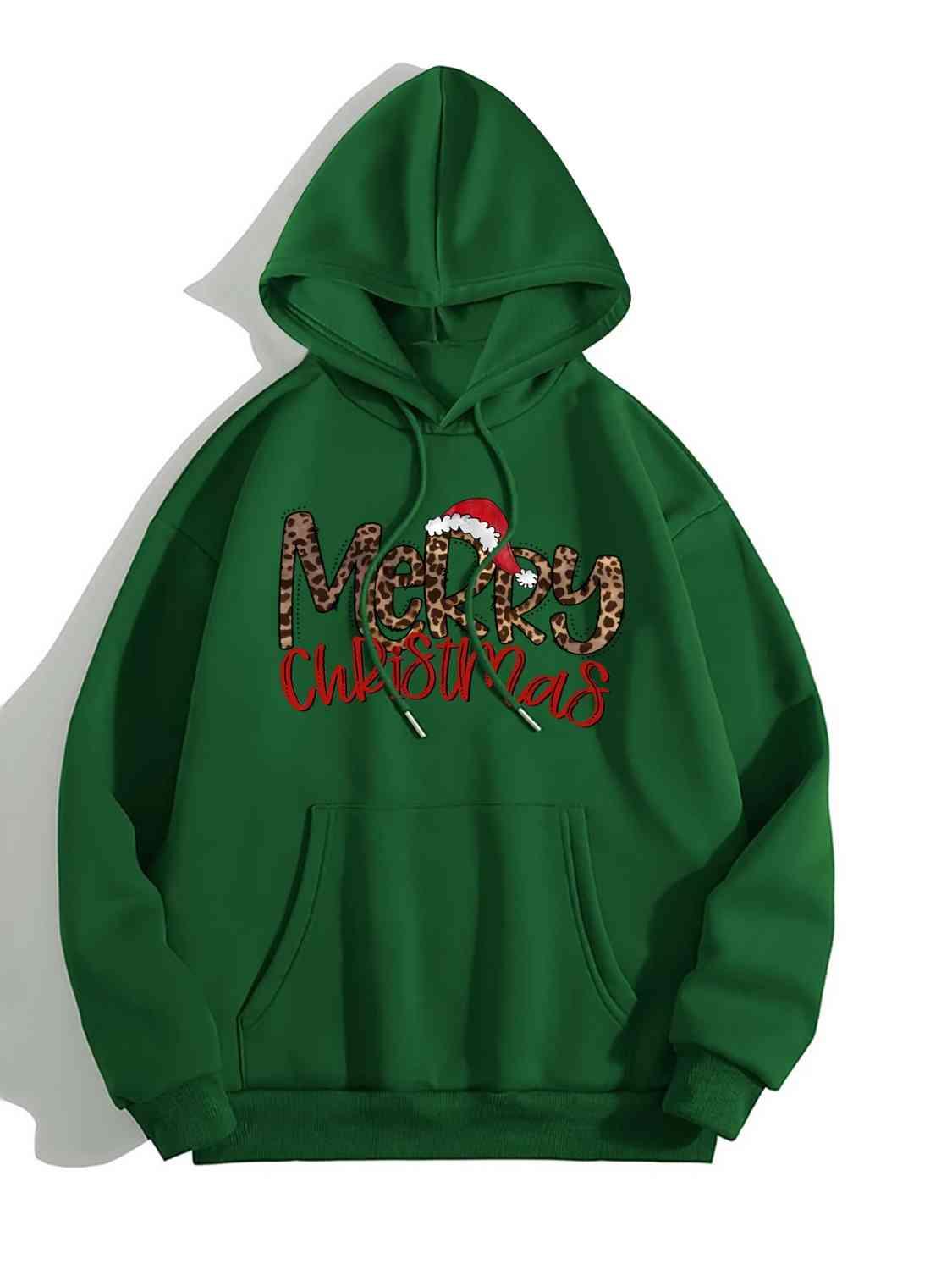 MERRY CHRISTMAS Graphic Drawstring Hoodie - Immenzive