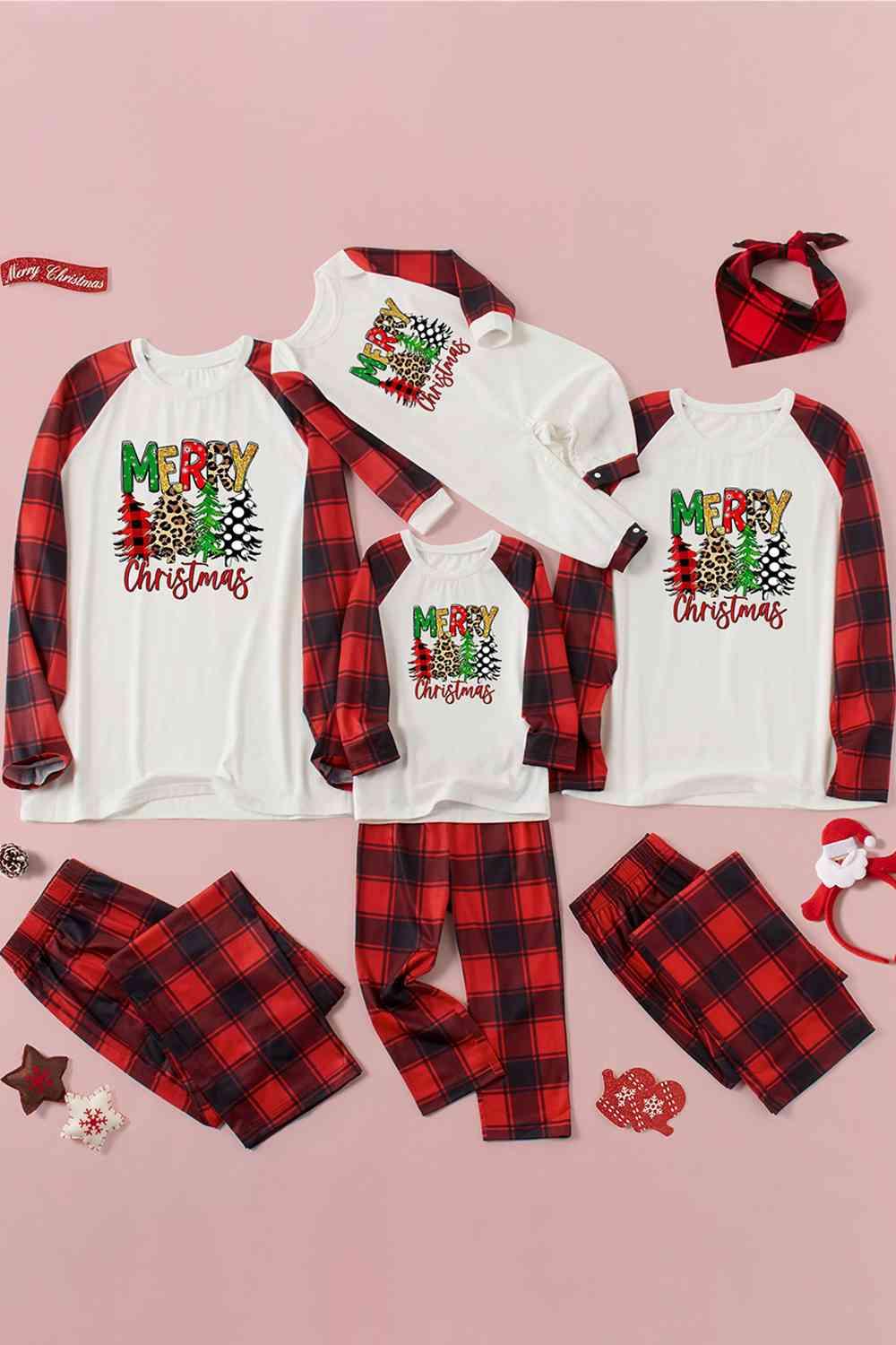 MERRY CHRISTMAS Graphic Top and Plaid Pants Set - Immenzive