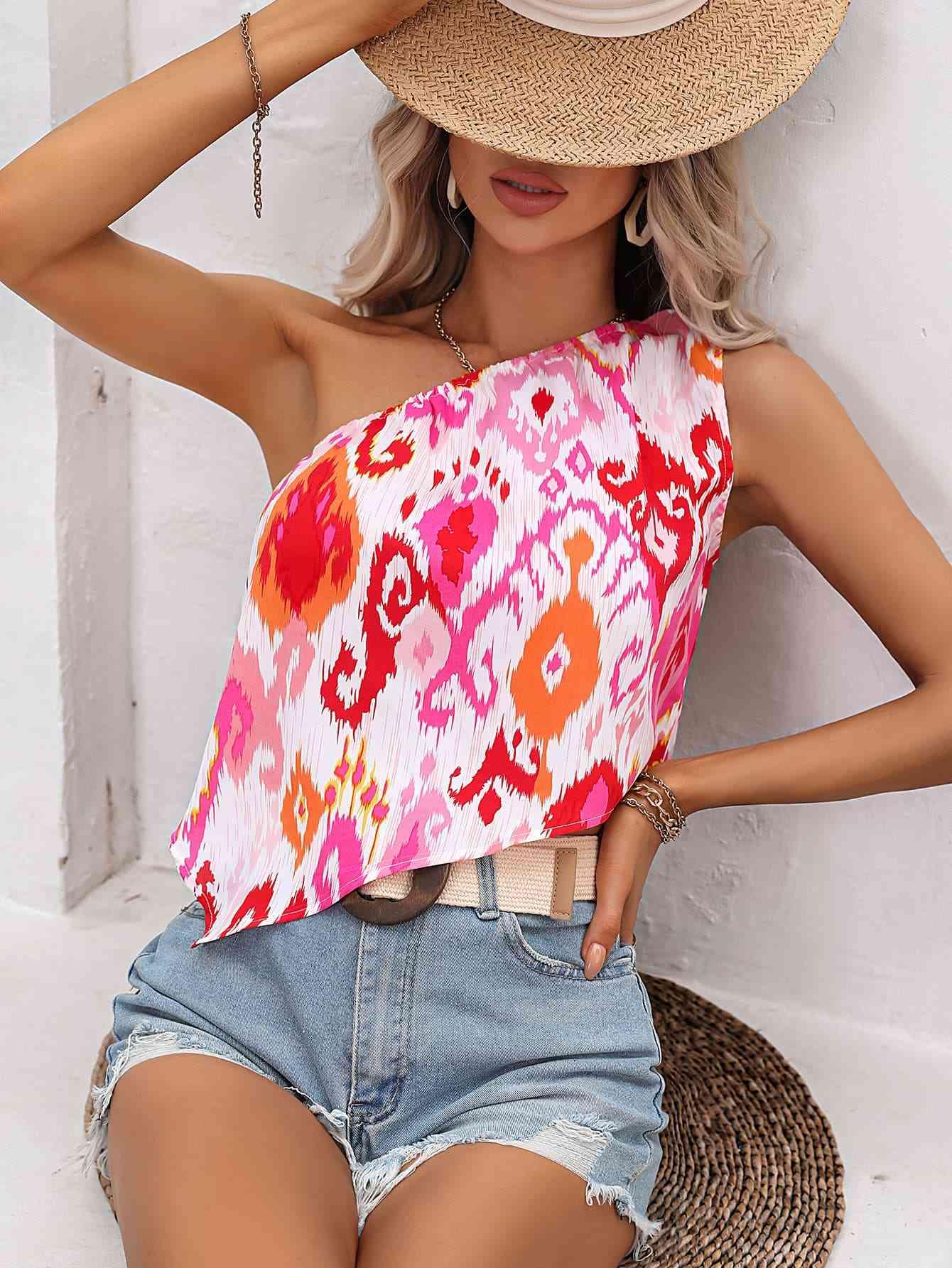 Multicolored One-Shoulder Asymmetrical Tank - Immenzive