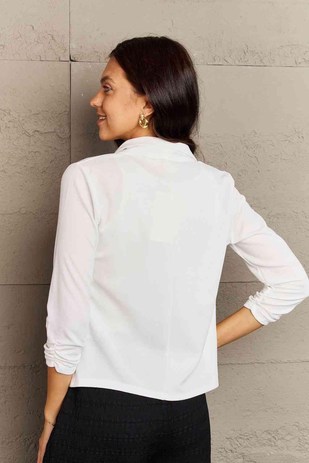 Ninexis Full Size Lapel Collar Long Sleeve Jacket - Immenzive