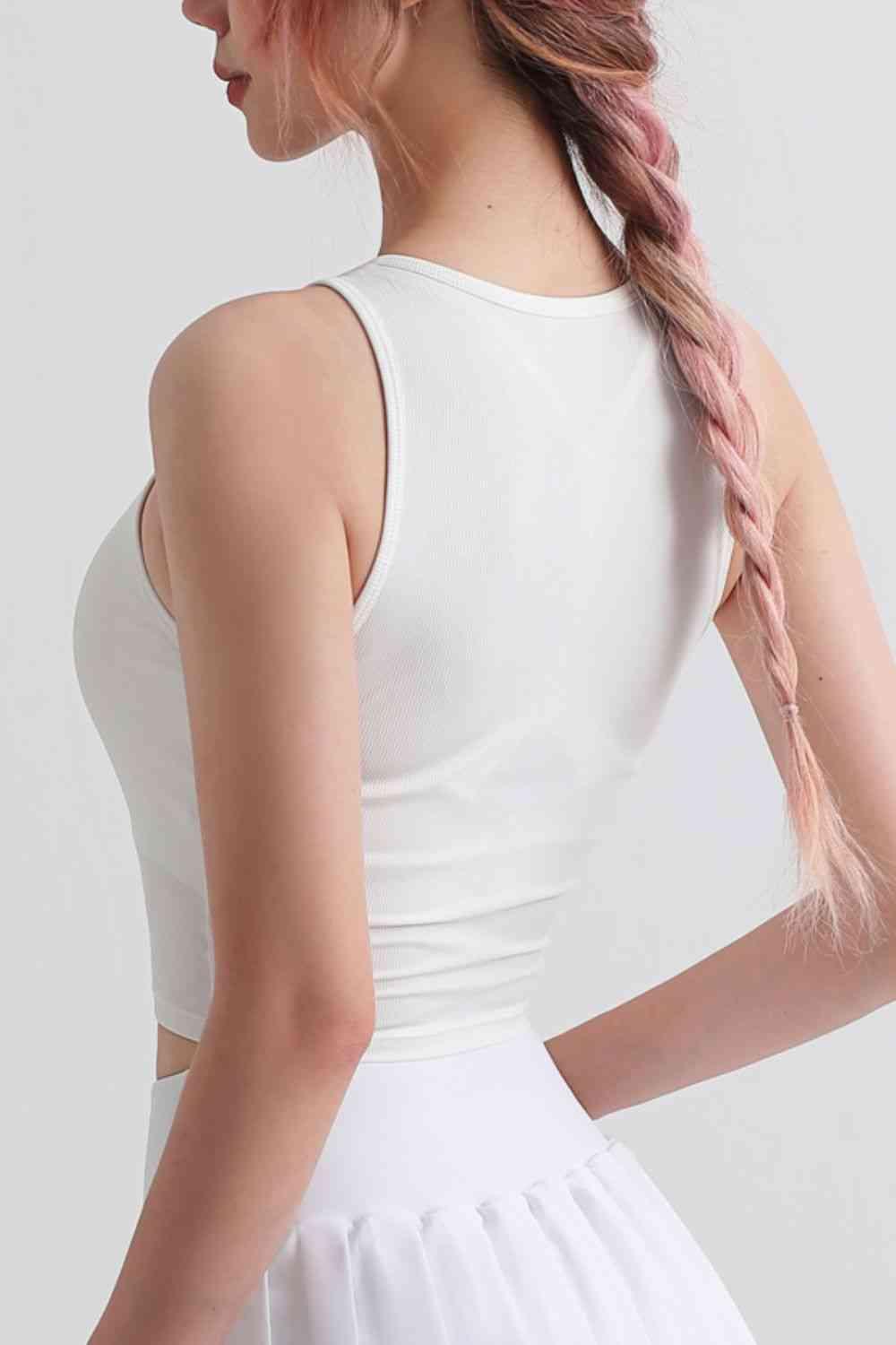 Notched Neck Cropped Sports Tank - Immenzive