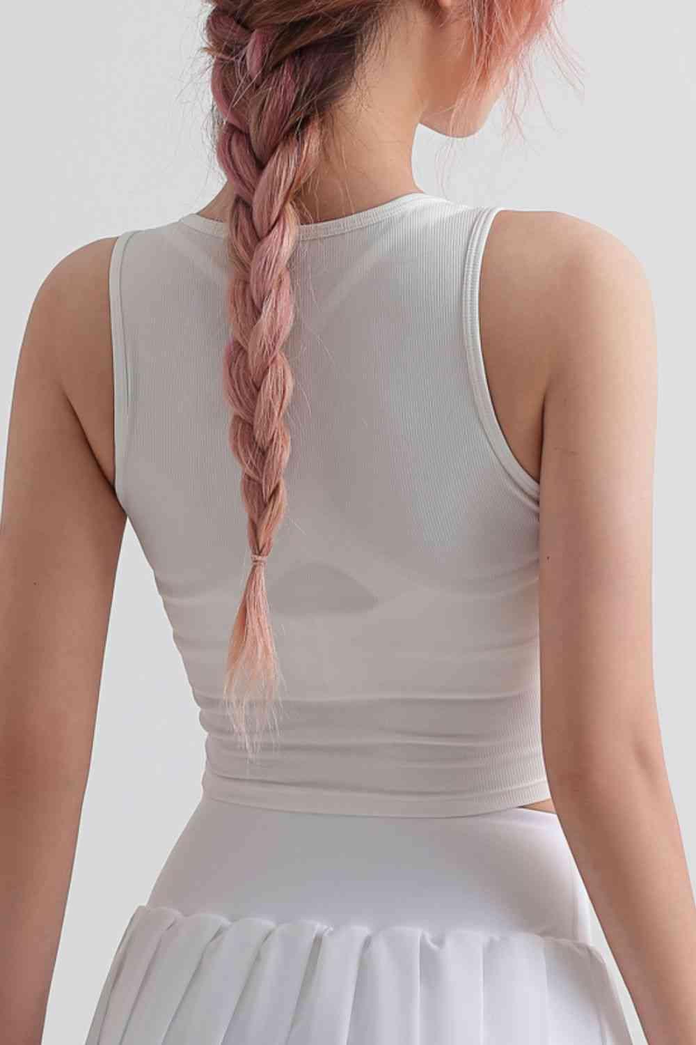 Notched Neck Cropped Sports Tank - Immenzive