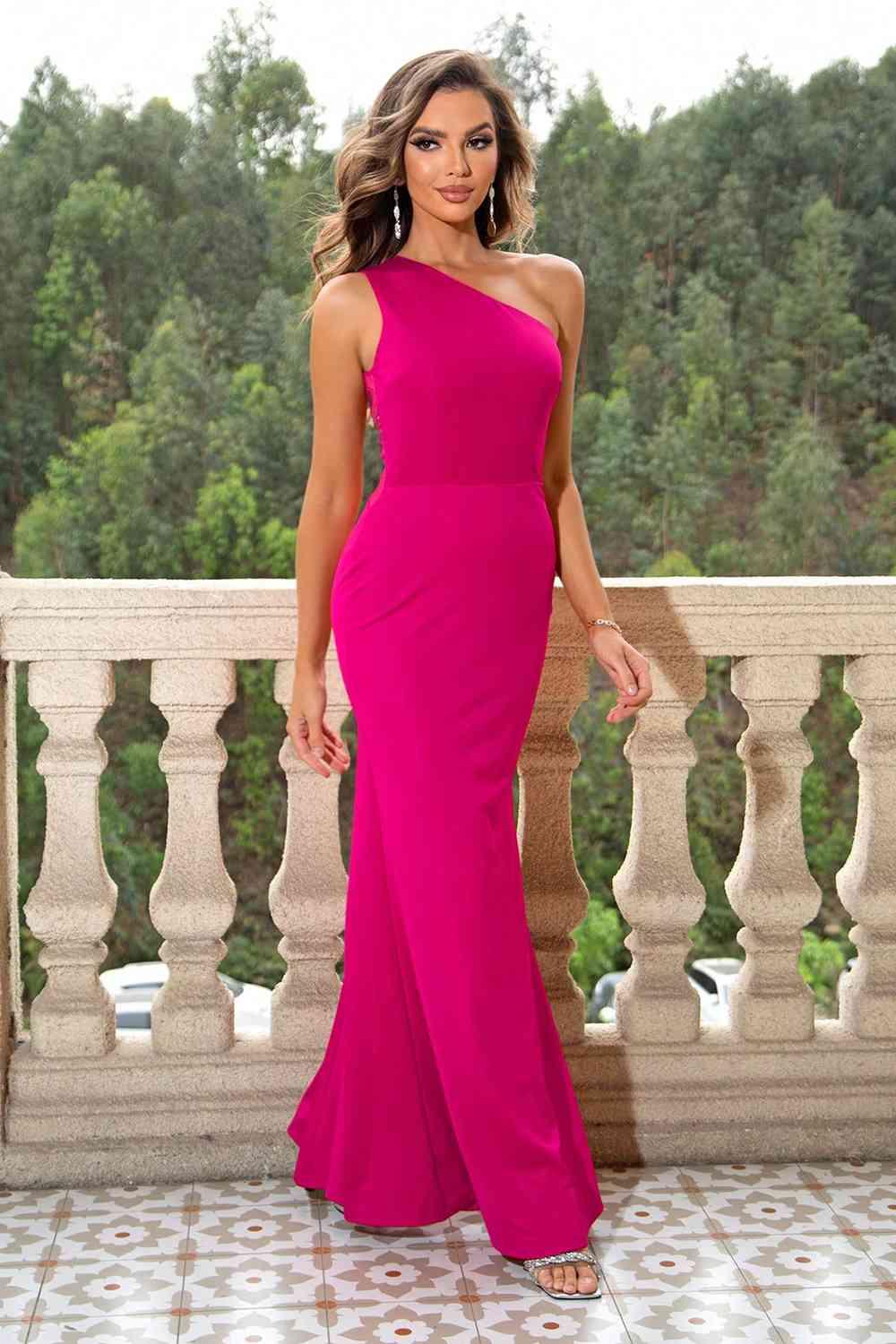 One-Shoulder Sleeveless Maxi Dress - Immenzive