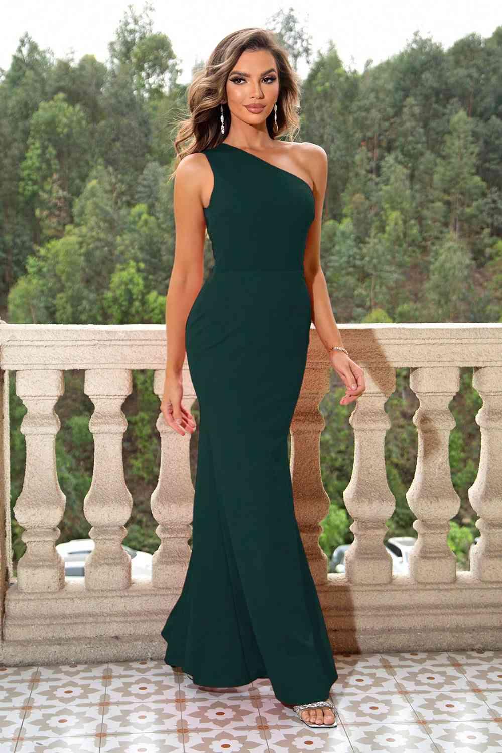 One-Shoulder Sleeveless Maxi Dress - Immenzive