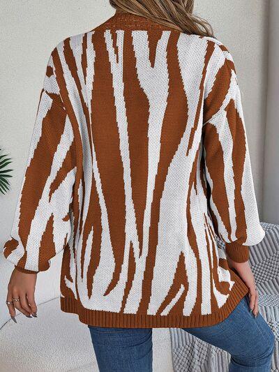 Open Front Animal Print Cardigan - Immenzive
