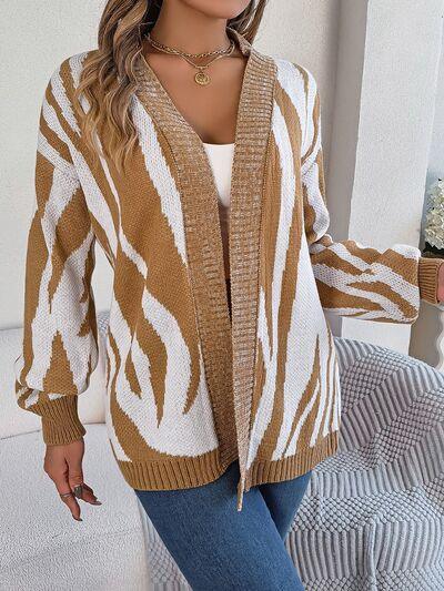 Open Front Animal Print Cardigan - Immenzive