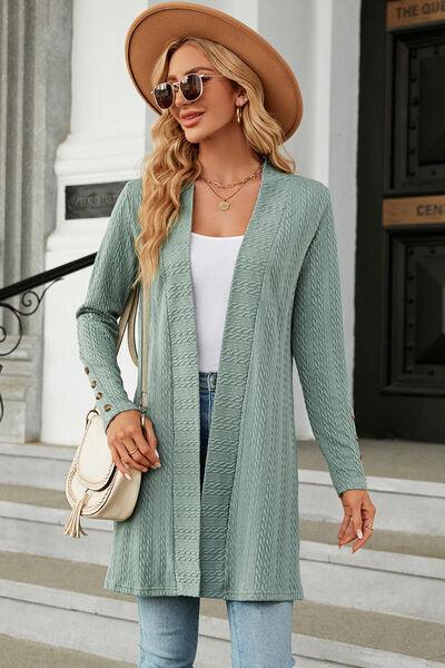 Open Front Long Sleeve Cardigan - Immenzive