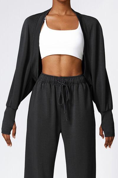 Open Front Long Sleeve Cropped Active Outerwear - Immenzive