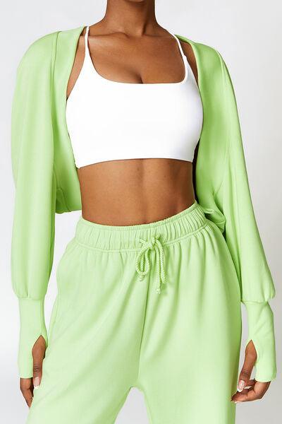 Open Front Long Sleeve Cropped Active Outerwear - Immenzive