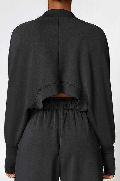 Open Front Long Sleeve Cropped Active Outerwear - Immenzive