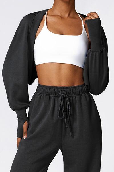 Open Front Long Sleeve Cropped Active Outerwear - Immenzive