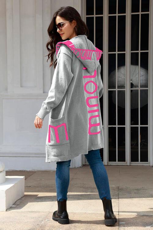 Open Front Long Sleeve Hooded Cardigan - Immenzive