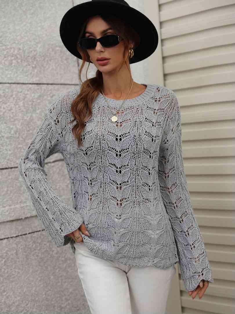 Openwork Dropped Shoulder Knit Top - Immenzive