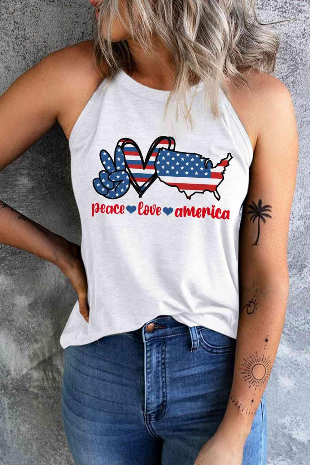 PEACE LOVE AMERICA Graphic Tank - Immenzive