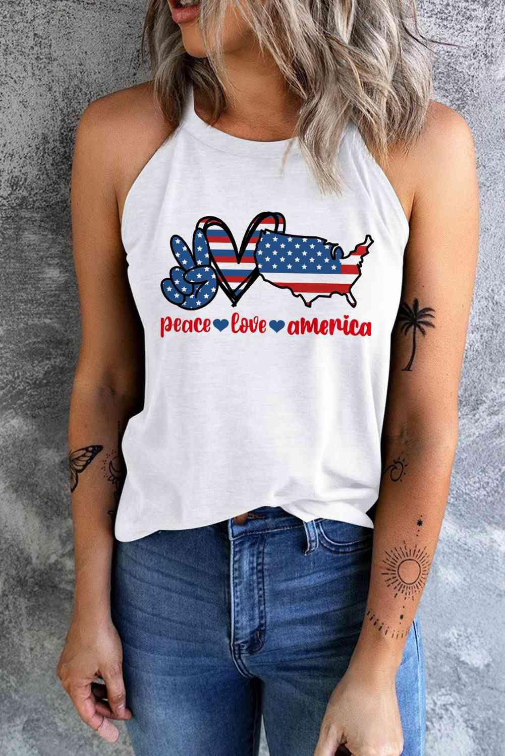 PEACE LOVE AMERICA Graphic Tank - Immenzive