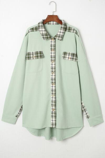 Plaid Button Down Collared Jacket - Immenzive
