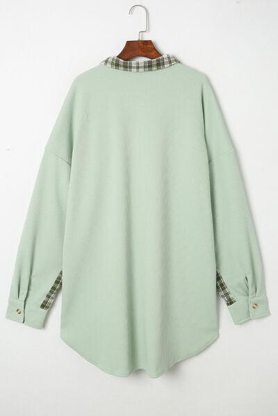 Plaid Button Down Collared Jacket - Immenzive