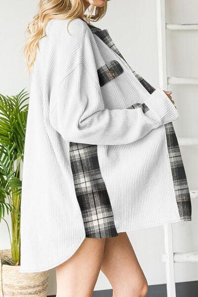 Plaid Button Down Collared Jacket - Immenzive