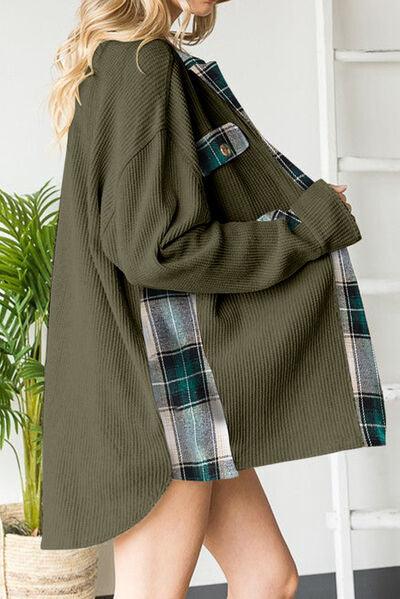 Plaid Button Down Collared Jacket - Immenzive