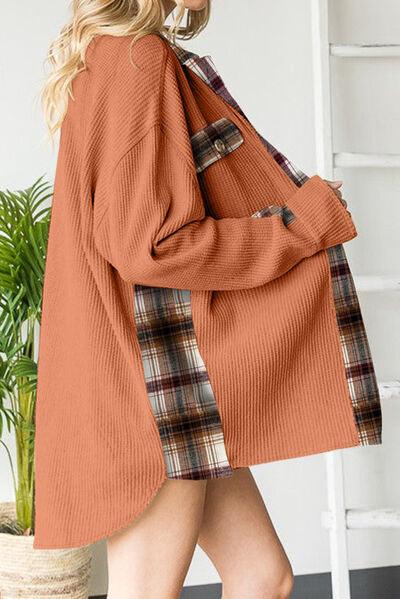 Plaid Button Down Collared Jacket - Immenzive