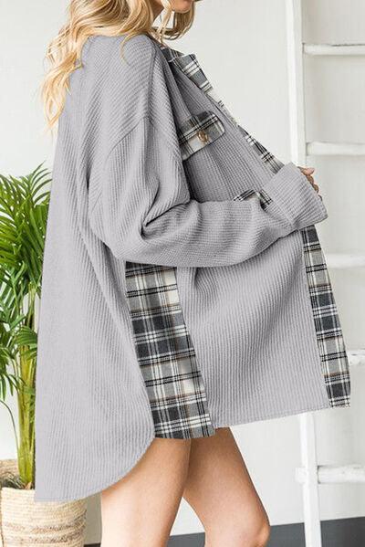 Plaid Button Down Collared Jacket - Immenzive