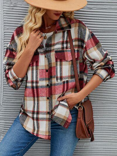 Plaid Button Up Collared Neck Shirt - Immenzive