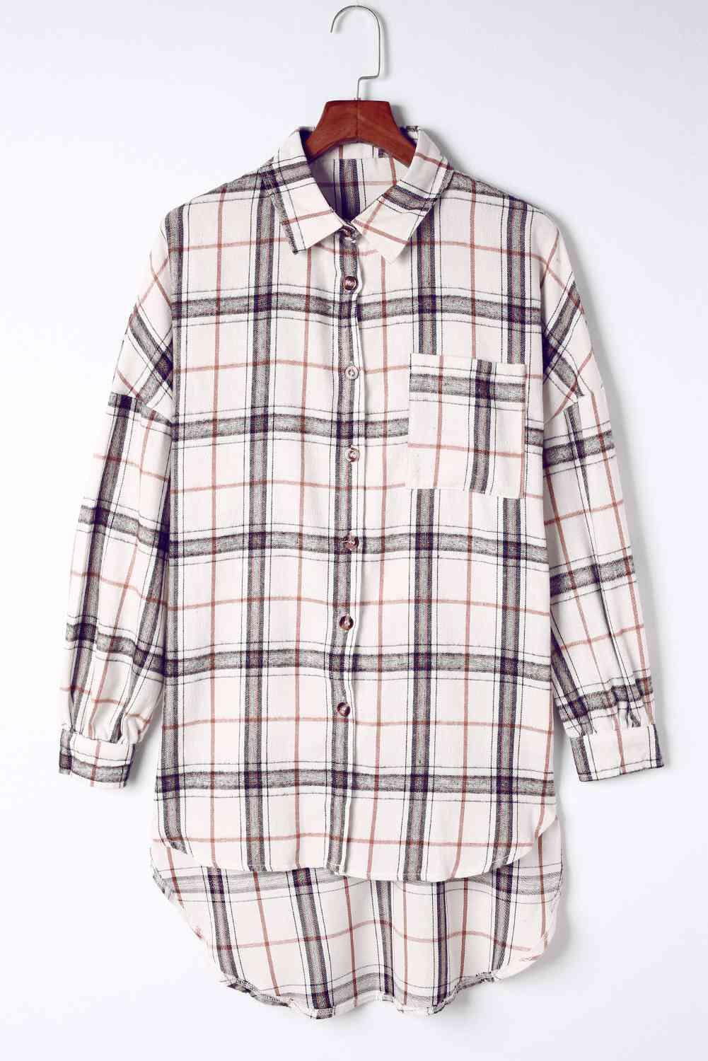 Plaid High-Low Shacket with Slit - Immenzive