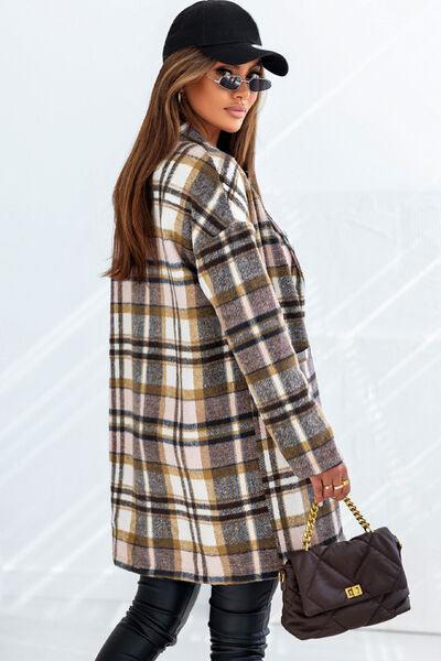 Plaid Longline Jacket with Pockets - Immenzive