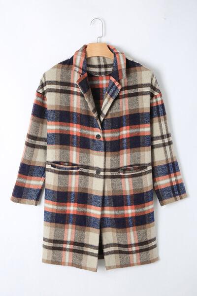 Plaid Longline Jacket with Pockets - Immenzive