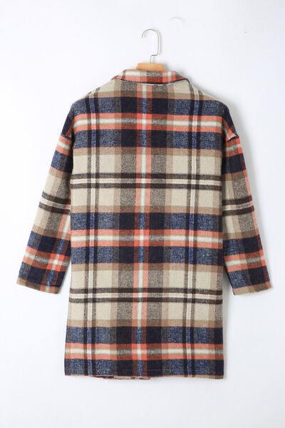 Plaid Longline Jacket with Pockets - Immenzive