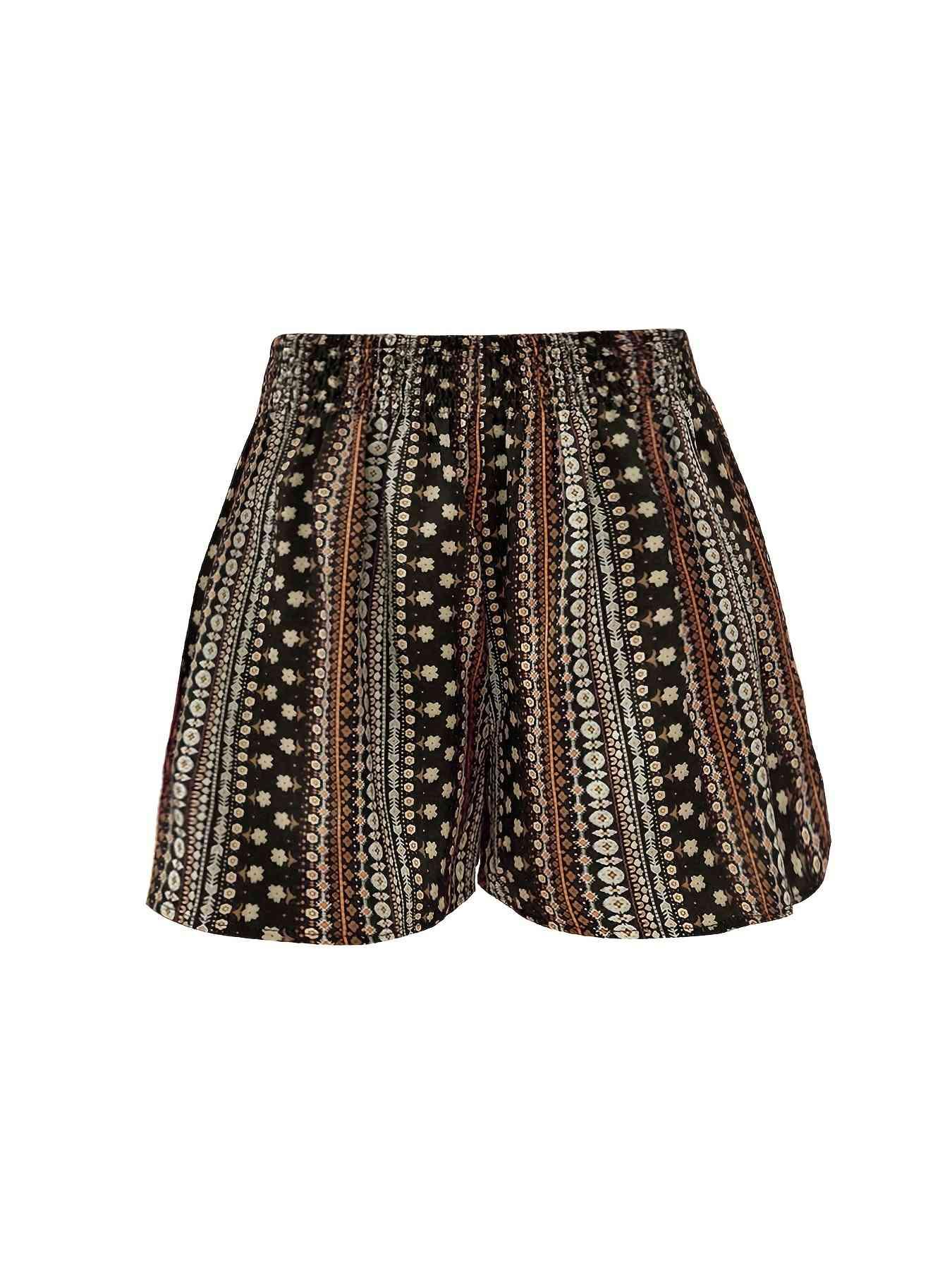 Plus Size Printed High Waist Shorts - Immenzive