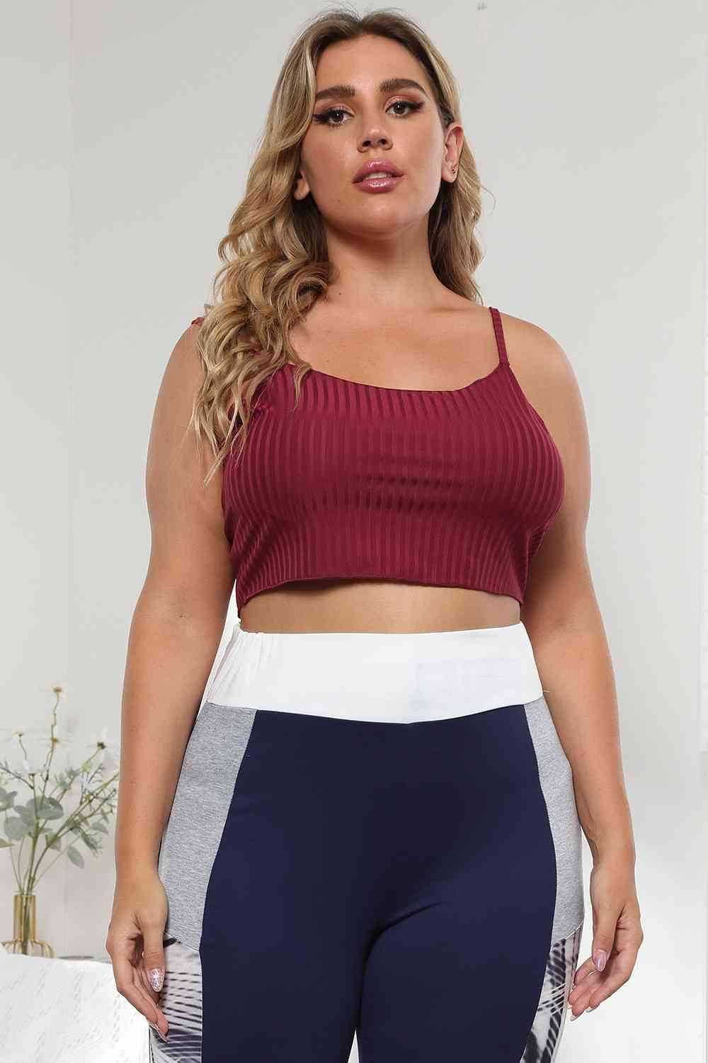 Plus Size Ribbed Spaghetti StrapTop - Immenzive