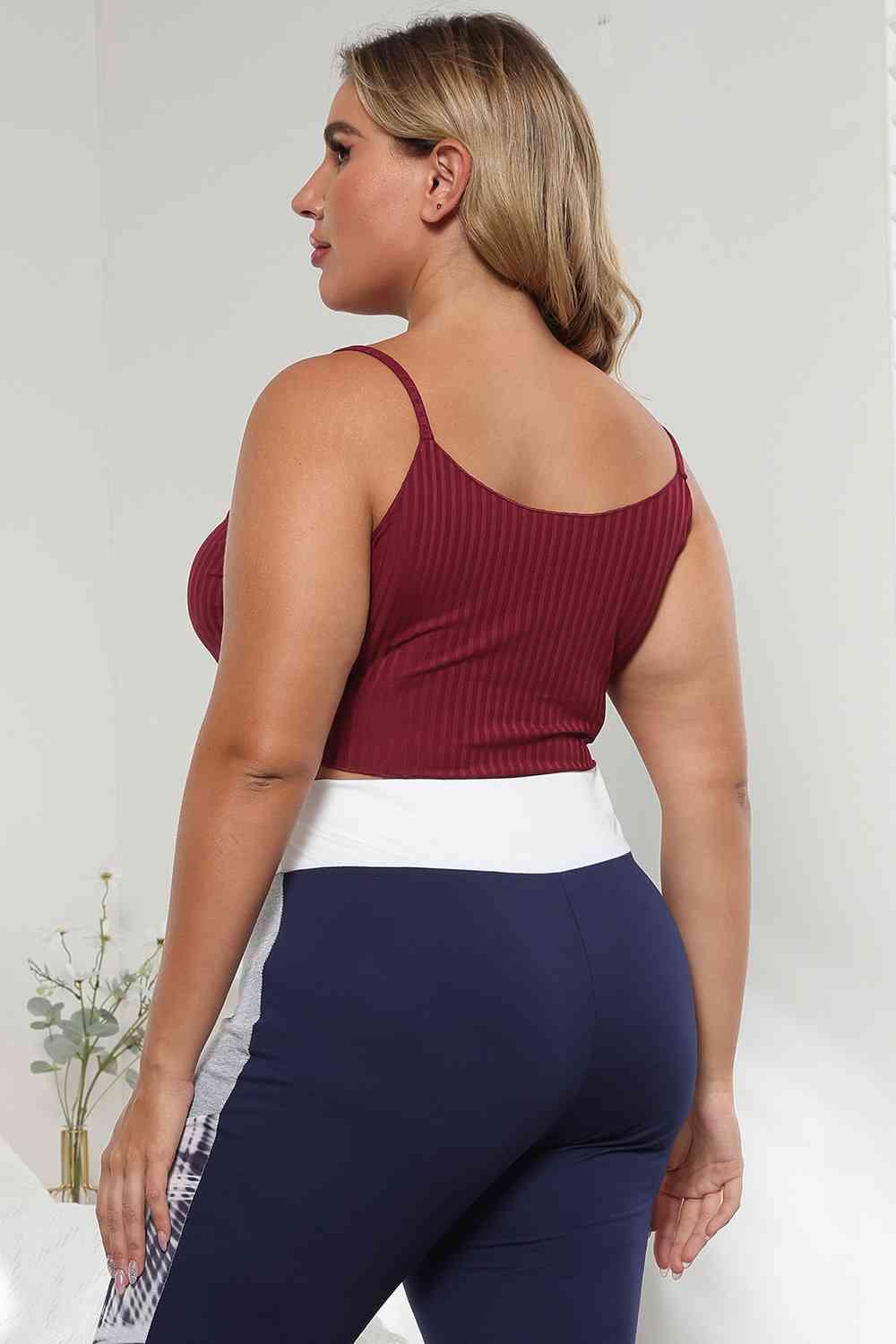 Plus Size Ribbed Spaghetti StrapTop - Immenzive