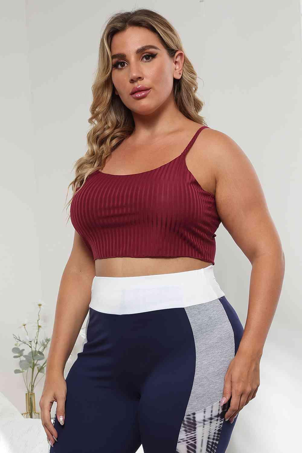 Plus Size Ribbed Spaghetti StrapTop - Immenzive