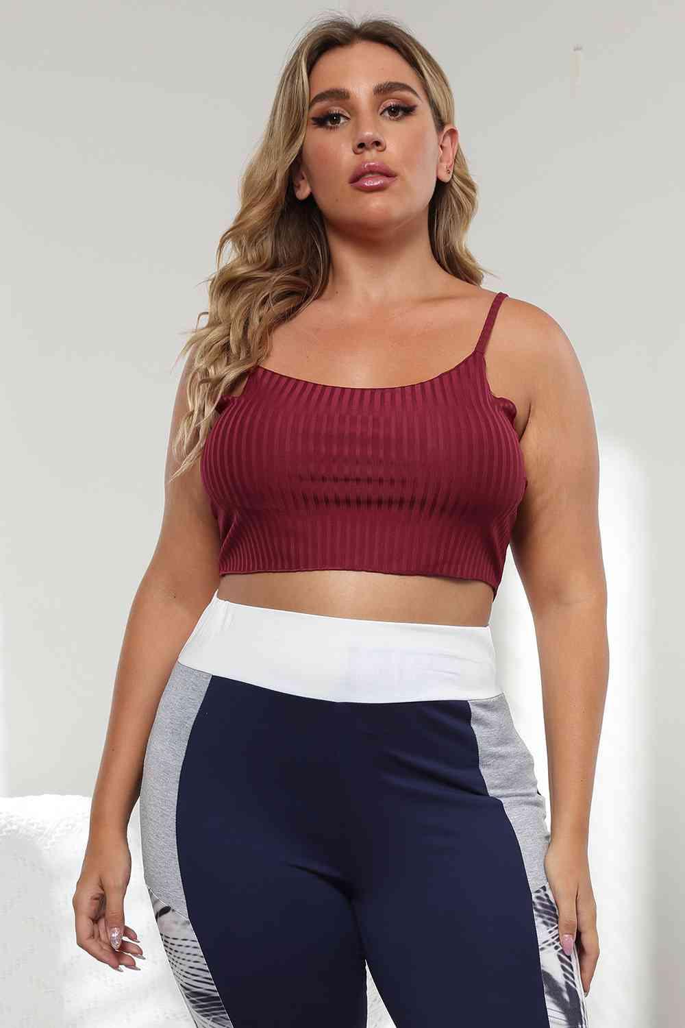 Plus Size Ribbed Spaghetti StrapTop - Immenzive