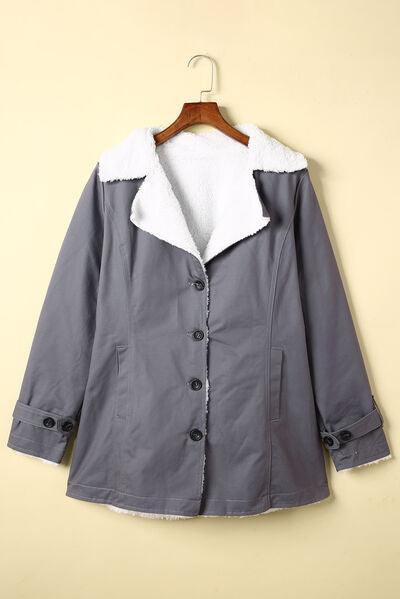 Pocketed Button Up Collared Neck Coat - Immenzive