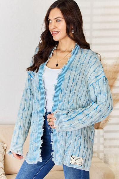 POL Cable-Knit Open Front Sweater Cardigan - Immenzive