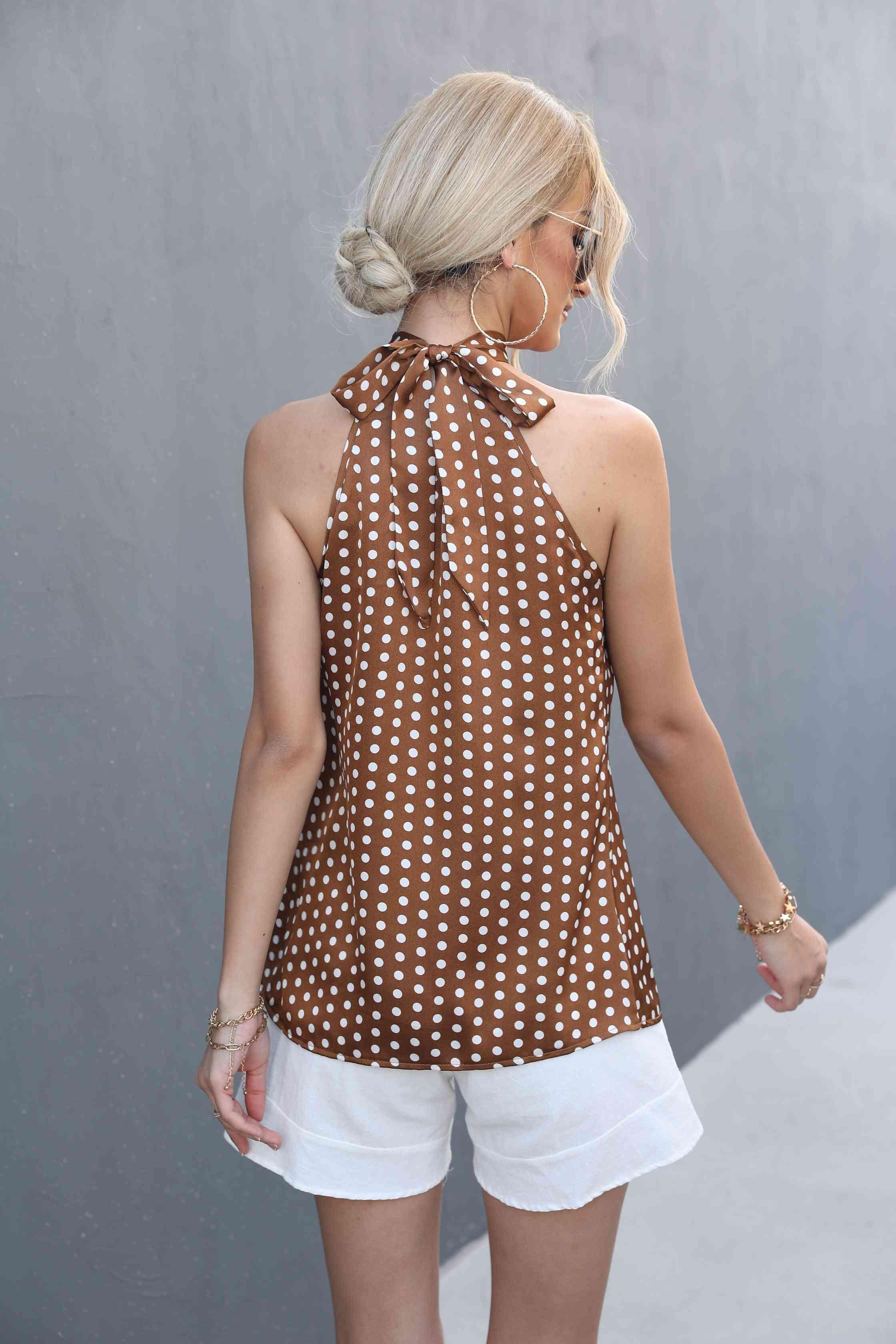 Polka Dot Grecian Neck Tank - Immenzive