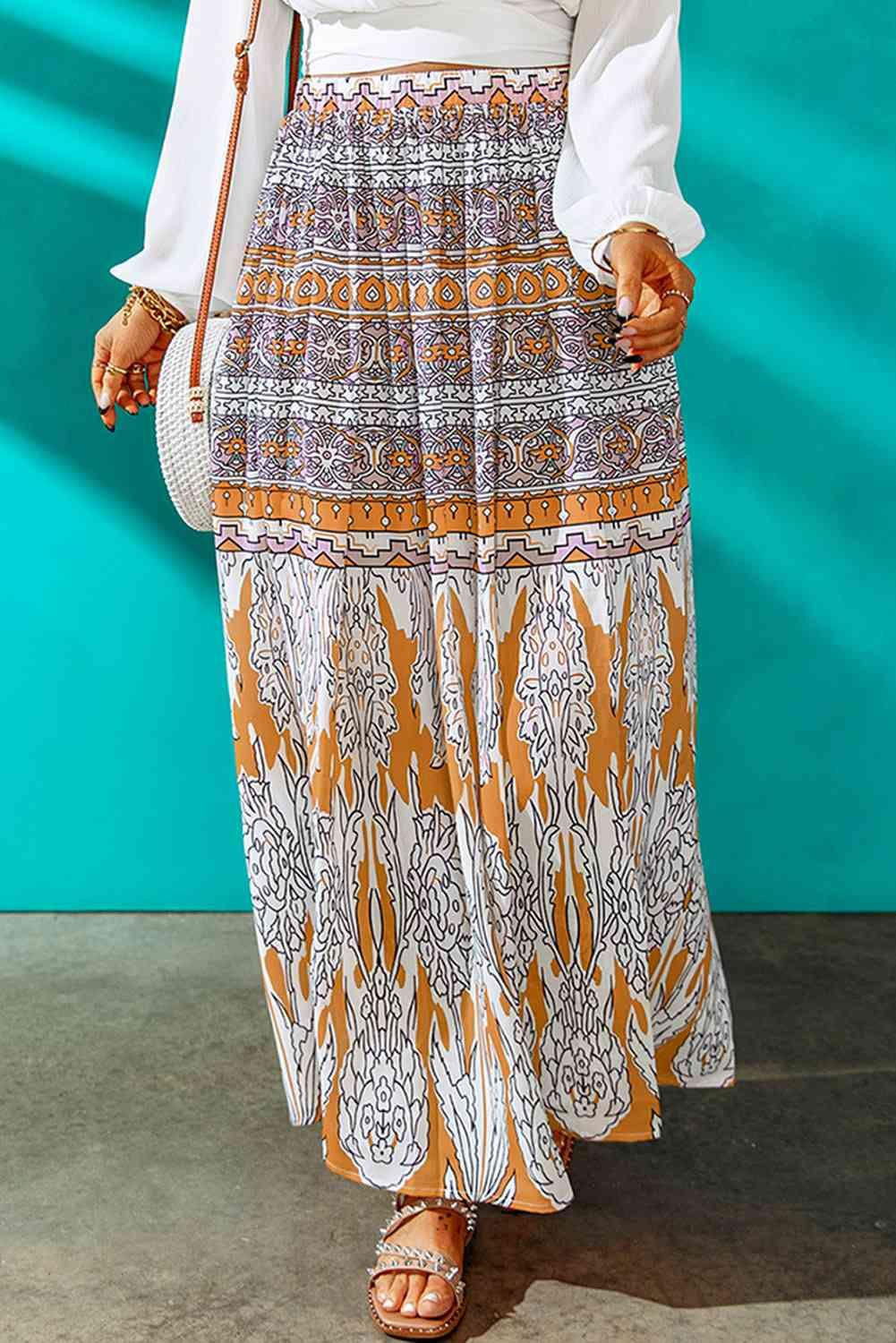 Printed A-Line Maxi Skirt - Immenzive