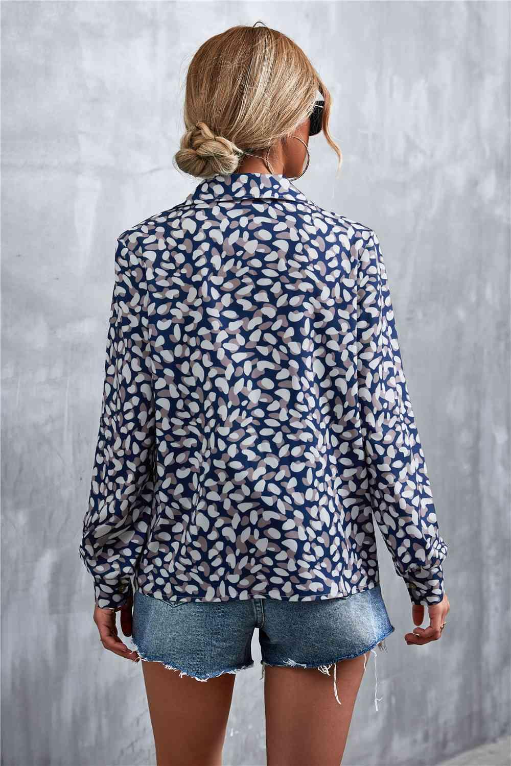 Printed Button Down Long Sleeve Shirt - Immenzive