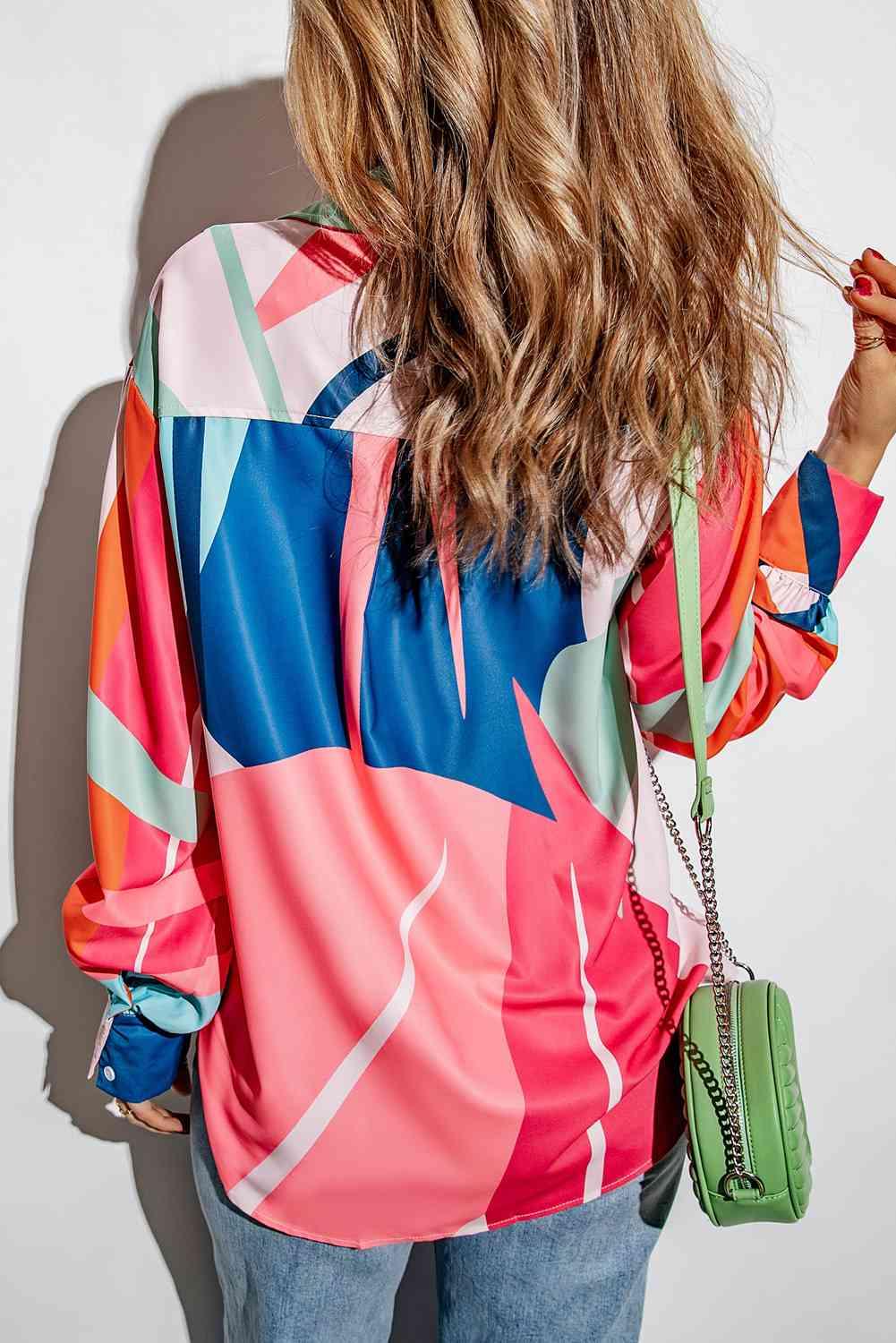 Printed Collared Neck Buttoned Shirt - Immenzive