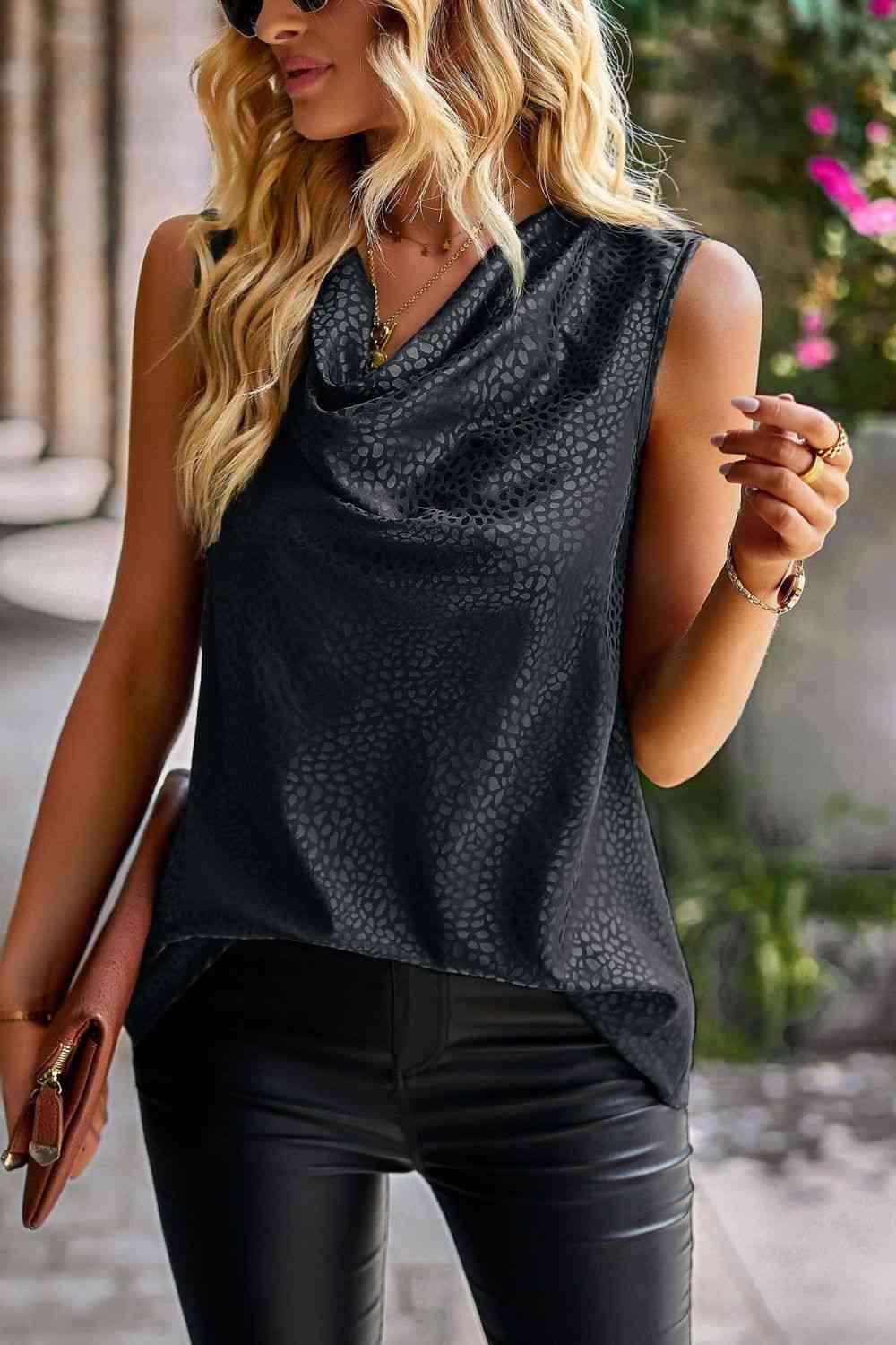 Printed Cowl Neck Tank - Immenzive
