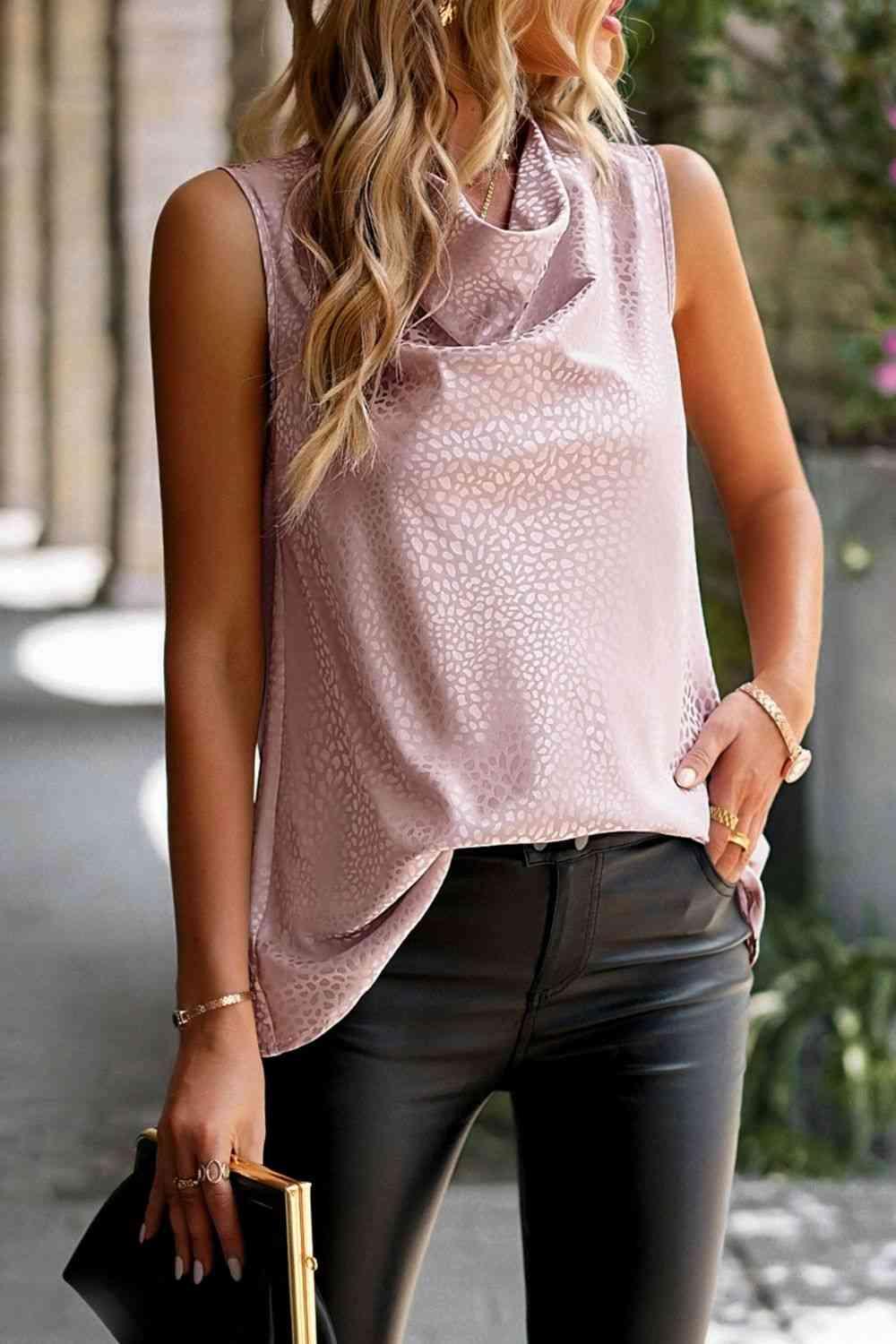 Printed Cowl Neck Tank - Immenzive