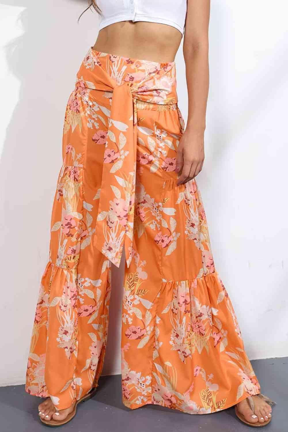 Printed High-Rise Tied Culottes - Immenzive